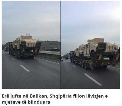 «Άνεμος πολέμου στα Βαλκάνια- H Αλβανία παραλαμβάνει τεθωρακισμένα οχήματα»